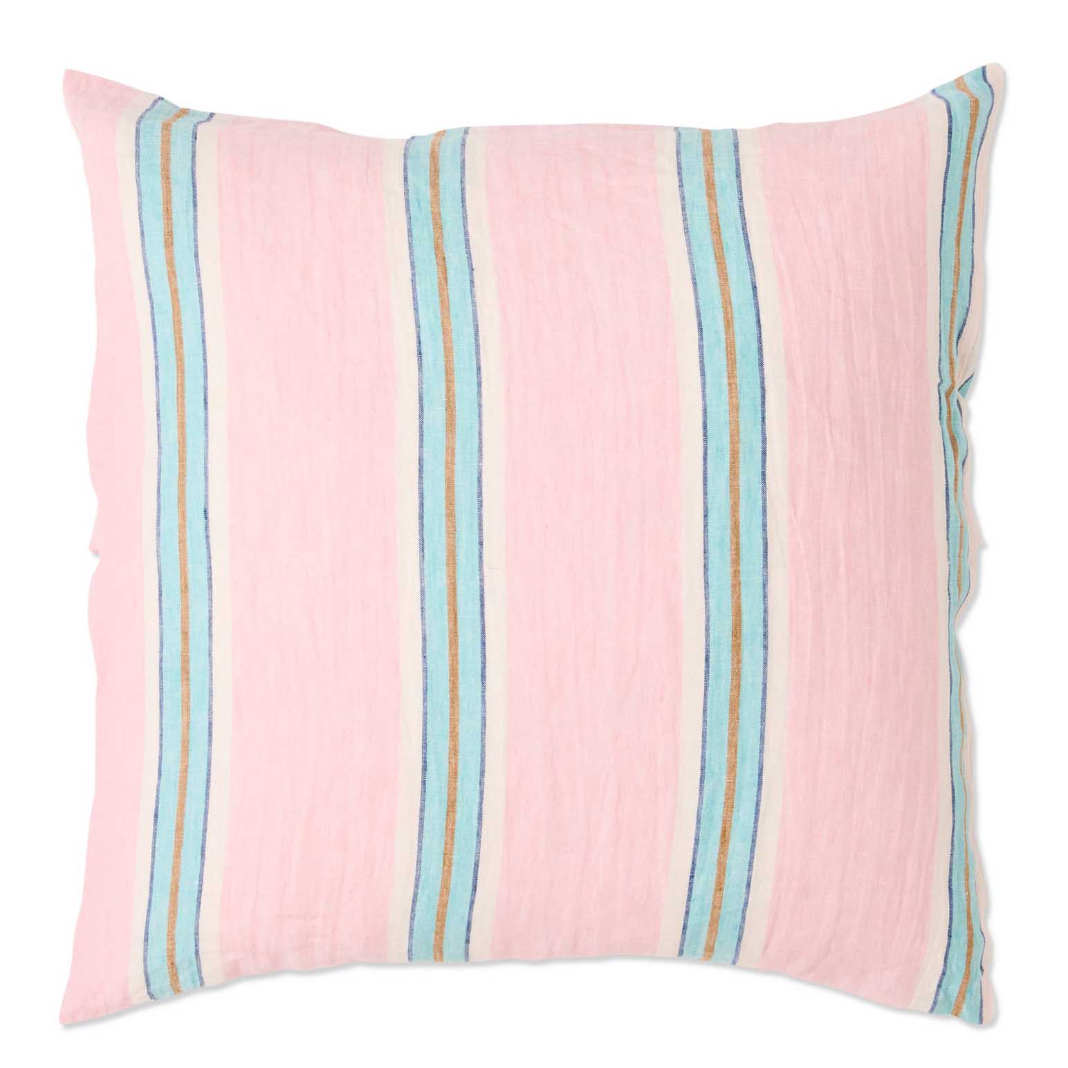 Kip&Co Tickled Pink Stripe Linen European Pillowcases 2P Set